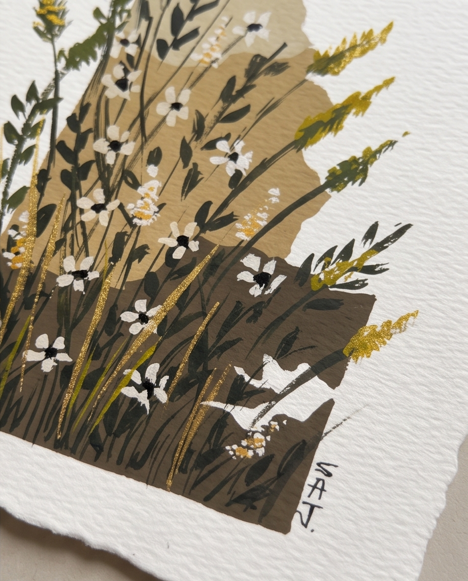 Map Stories – Hand-Painted Floral State Art | Original Gouache Painting — photo 1