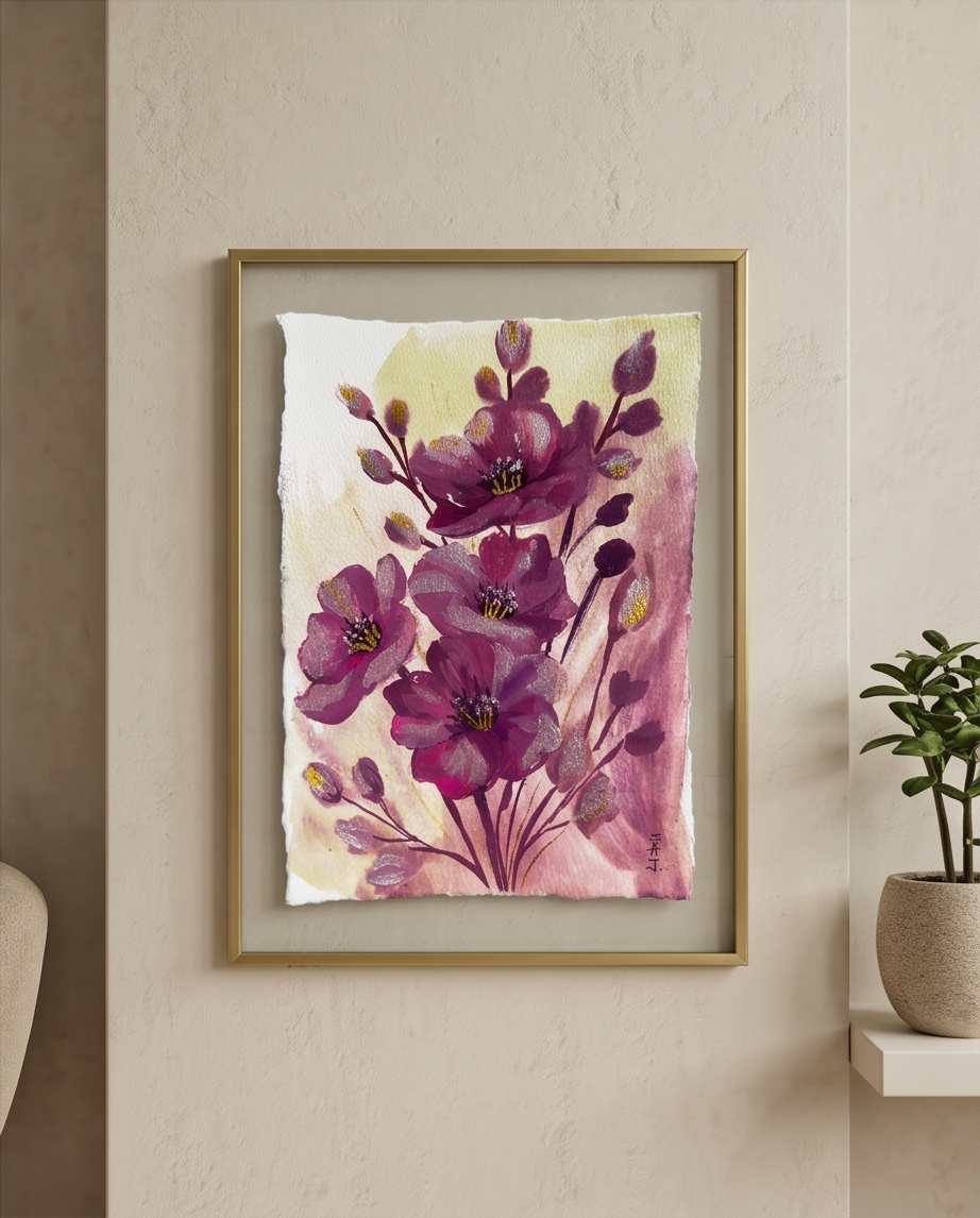 Hand-Painted Floral State Art | Original Gouache Painting — photo 4