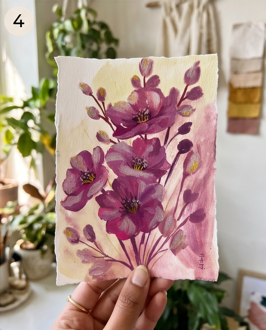 Hand-Painted Floral State Art | Original Gouache Painting — photo 5