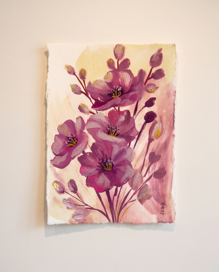 Hand-Painted Floral State Art | Original Gouache Painting — photo 6